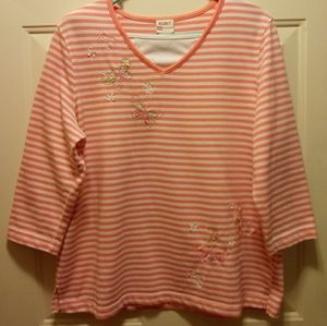 Koret Size L Orange and White Top NWOT